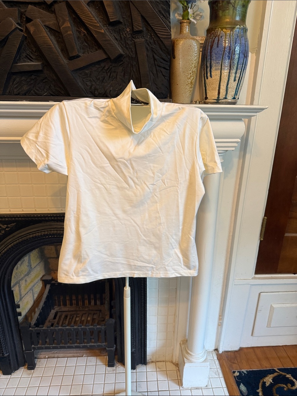 White Short-Sleeve Mock Neck crop top - worn about 5 times